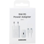 SAMSUNG CARICATORE 15W PD USB-C +CAVO 1M USB-C WHITE
