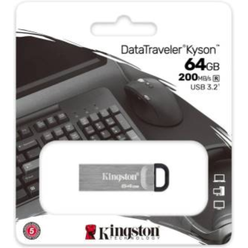 KINGSTON PENDRIVE USB-A 3.264GB DTKN/64GB KYSON ARGENTO
