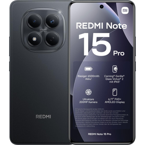 XIAOMI REDMI NOTE 15 PRO 8+256GB 6.77" BLACK ITALIA