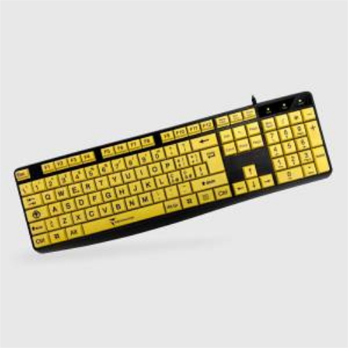 TECHMADE TASTIERA CON FILO USB TASTI GIALLI BIG FONT LAYOUT