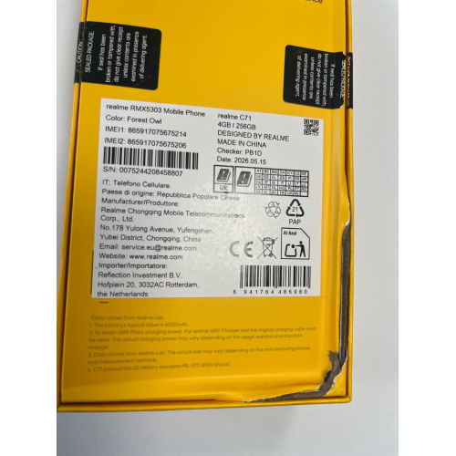 REALME C71 4G 4+256GB 6.67" FOREST OWL EUROPA - SCATOLA DANNEGGIATA PRODOTTO PERFETTO